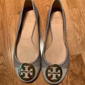 classic Tory Burch flats - grey ostrich